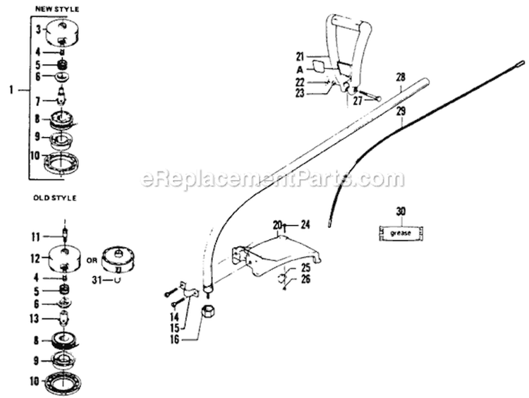 Page B Diagram and Parts List for 1500  Weed Eater Trimmer